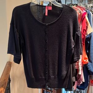 Charlotte Black Short Sleeve Angora Sweater
